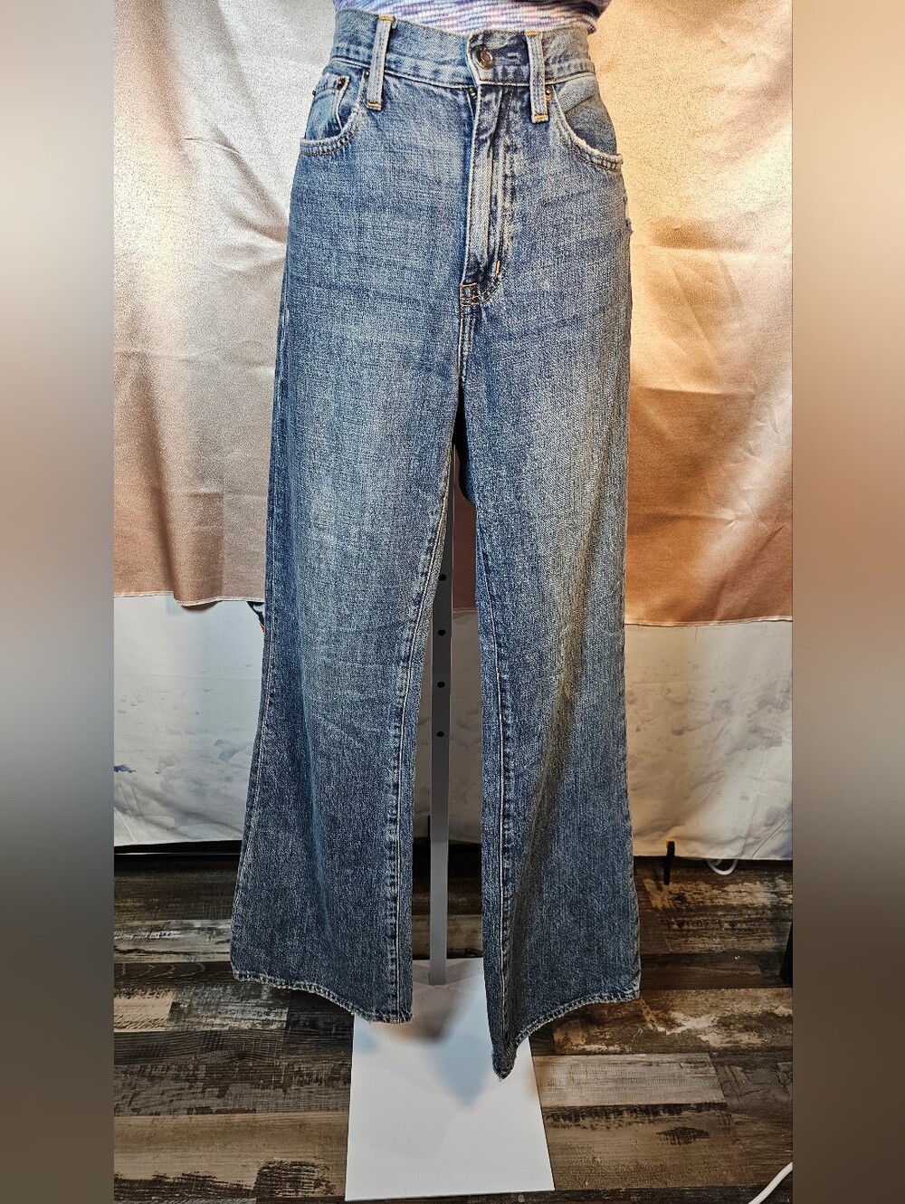 Pistola High Rise Wide Leg Distressed Jeans Size 27 Medium Wash